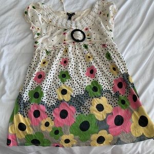 Y2K 90s Babydoll Cotton Top with Flowers